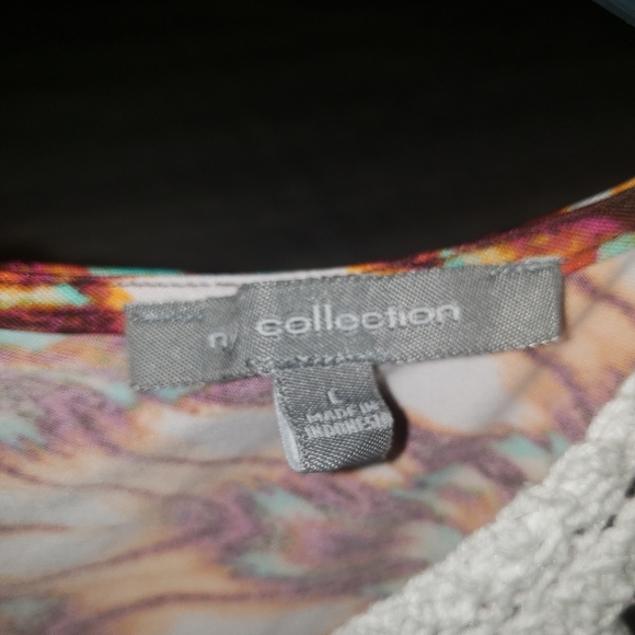 NY Collection Women's Illusion Crochet Printed Jer - Picture 3 of 3